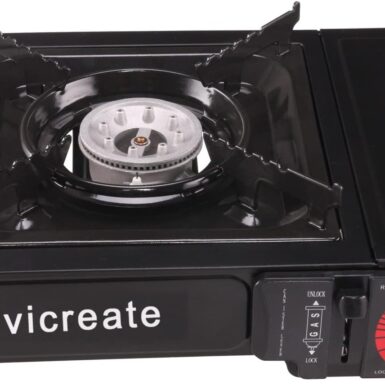Vivicreate Portable Butane Stove 8500 BTU, Butane Stove with Auto Ignition for Camping, Lightweight Portable Gas Stove Burner with Safety Lock, Butane Burner, Estufa de Gas Portatil(Black)