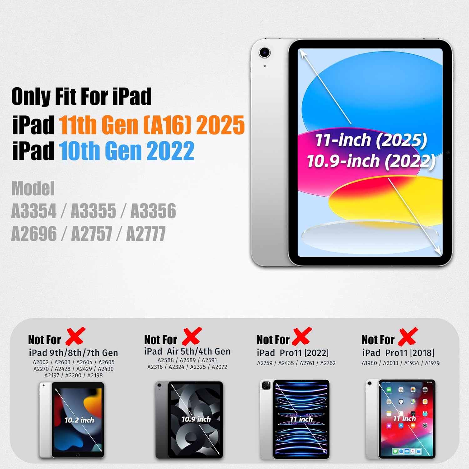 SEYMAC stock Case for iPad (A16) 11th/10th Generation 11''/10.9'' 2025/2022, Full-Body Drop Protection Case with Screen Protector &360° Rotate Hand Strap/Stand, Black - Image 7