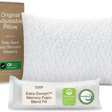 Coop Home Goods Original Adjustable Pillow, King Size Bed Pillows for Sleeping, Cross Cut Memory Foam Pillows - Medium Firm Back, Stomach and Side Sleeper Pillow, CertiPUR-US/GREENGUARD Gold